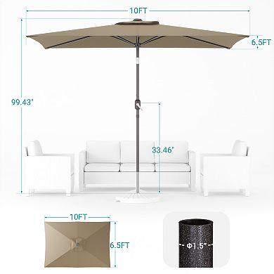 Sonkuki 10×6.5ft Rectangular Outdoor Patio Market Umbrella for Deck, Garden and Poolside