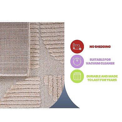 Geometric High-Low Area Rug - 2x3