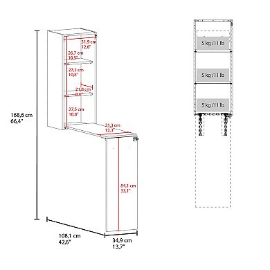 Iron 42" W Foldable Table Cabinet, Foldable Desk, Foldable Dinning Table, Ironing Cabinet.