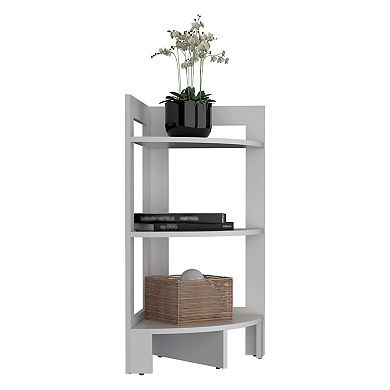 Riga Corner 3-Tier Shelf Side Table 31.7" High , Sofa Table, End Table With Tray