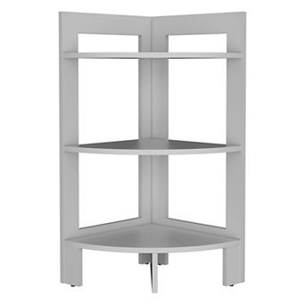 Riga Corner 3 tier Shelf Side Table 31.7" High , Sofa Table, End Table With Tray