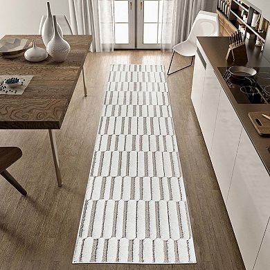 Geometric High-Low Runner Rug - 2.2x8