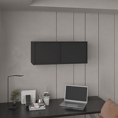 Note 32"W X 13" H Wall Cabinet With Sliding Doors , Wall Shelf, Storage Cabinet, Bedroom.