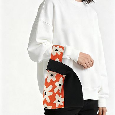 Flower Pattern Knitted Wrist Bag 1Pc
