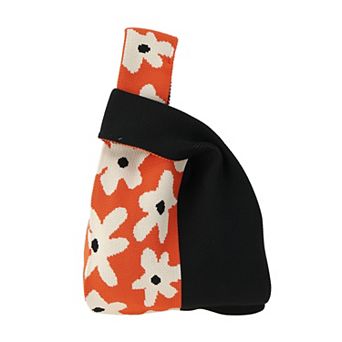 Flower Pattern Knitted Wrist Bag 1 pc