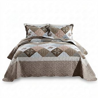 Queen Oversized Reversible Coverlet Set, 3 pc Soft Quilt with Matching Shams