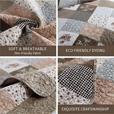 Queen Oversized Reversible Coverlet Set, 3pc Soft Quilt with Matching Shams