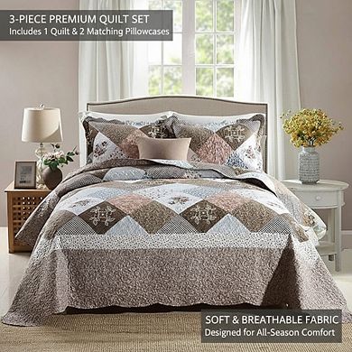 Queen Oversized Reversible Coverlet Set, 3pc Soft Quilt with Matching Shams