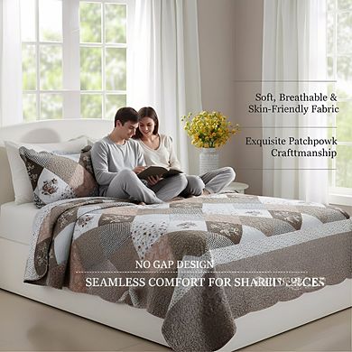 Queen Oversized Reversible Coverlet Set, 3pc Soft Quilt with Matching Shams