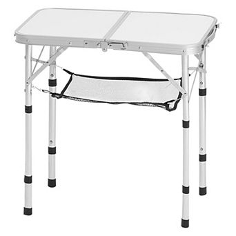 2ft Folding Portable Camping Table Aluminum Adjustable Height White