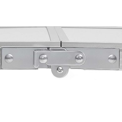 2ft Folding Portable Camping Table Aluminum Adjustable Height White