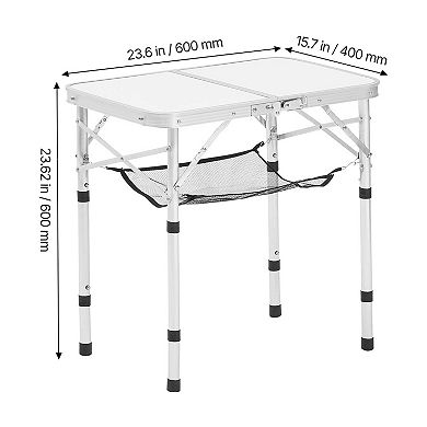 2ft Folding Portable Camping Table Aluminum Adjustable Height White