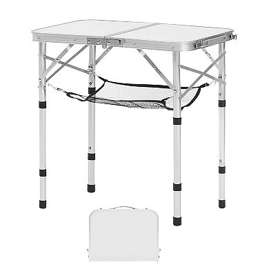 2ft Folding Portable Camping Table Aluminum Adjustable Height White
