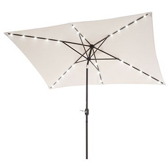 Sonkuki 10×6.5ft LED Rectangular Outdoor Patio Market Umbrella for Deck, Garden and Poolside