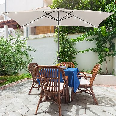 Sonkuki 10×6.5ft LED Rectangular Outdoor Patio Market Umbrella for Deck, Garden and Poolside