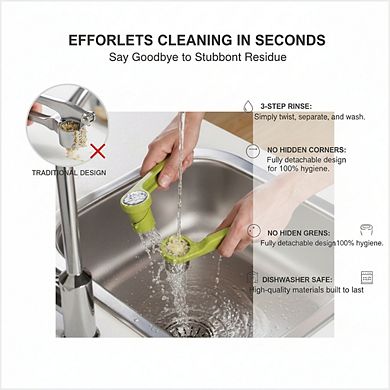 Twist-Action Stainless Steel Garlic Press, Ergonomic Hand Juicer Mincer Green