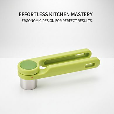 Twist-Action Stainless Steel Garlic Press, Ergonomic Hand Juicer Mincer Green