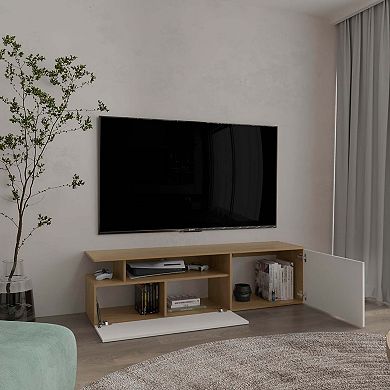 Selma Floating 63" Wide Tv Stand With Two Cabinets, Six Shelves, Cable Management .