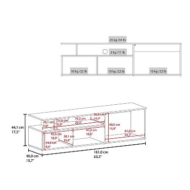 Selma Floating 63" Wide Tv Stand With Two Cabinets, Six Shelves, Cable Management .
