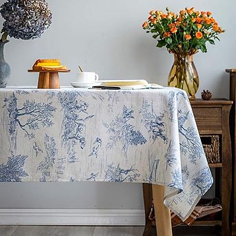 French Village Printed Linen Tablecloth, Rectangle, Decorative, Durable
