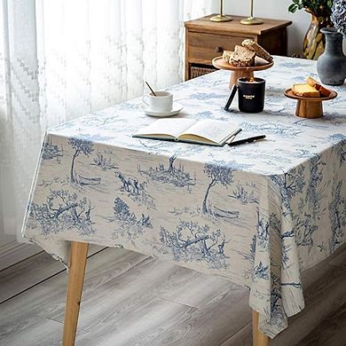 French Village Printed Linen Tablecloth, Rectangle, Decorative, Durable
