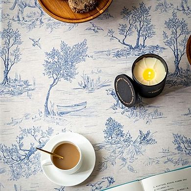 French Village Printed Linen Tablecloth, Rectangle, Decorative, Durable