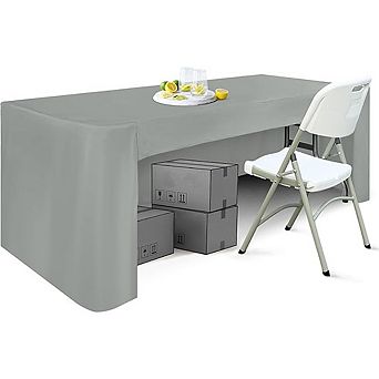 Gray Polyester Rectangle Tablecloth, Washable, Durable, Event-Ready