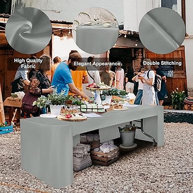 Gray Polyester Rectangle Tablecloth, Washable, Durable, Event-Ready