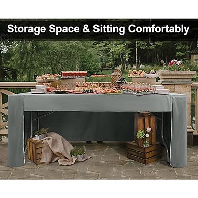 Gray Polyester Rectangle Tablecloth, Washable, Durable, Event-Ready