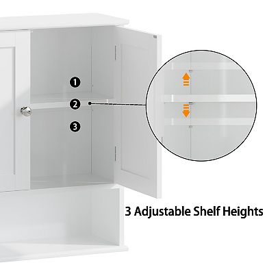 White MDF 67-Inch Tall Freestanding Bathroom Storage Cabinet with 2 Doors and Drawer