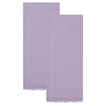 Cotton Linen Towels, Solid Color Fringed Dish Towels, Soft Absorbent Hand Towels 2 Pack 18" x 18"