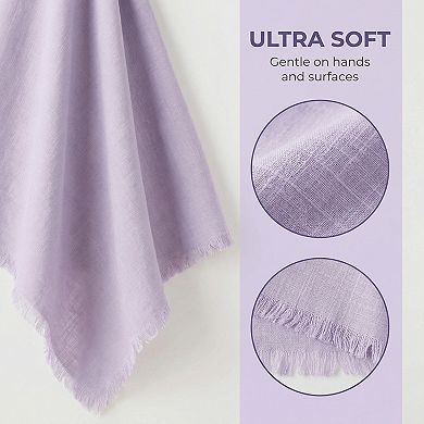 Cotton Linen Towels, Solid Color Fringed Dish Towels, Soft Absorbent Hand Towels 2 Pack 18" x 18"