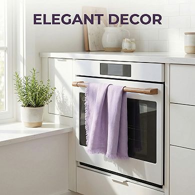 Cotton Linen Towels, Solid Color Fringed Dish Towels, Soft Absorbent Hand Towels 2 Pack 18" x 18"