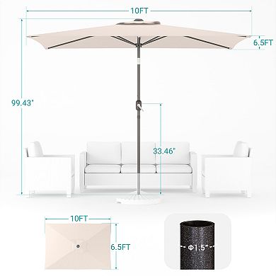 Sonkuki 10×6.5ft Rectangular Outdoor Patio Market Umbrella for Deck, Garden and Poolside