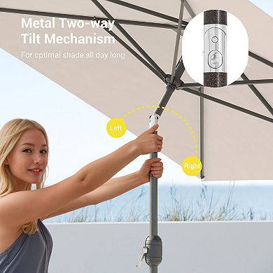 Sonkuki 10×6.5ft Rectangular Outdoor Patio Market Umbrella for Deck, Garden and Poolside