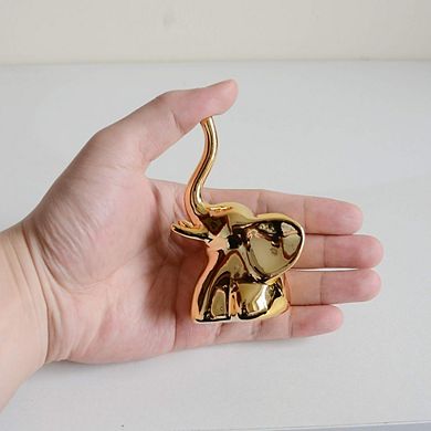 Gold and White Elephant Statues Home Decor Pair