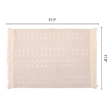 Rustic Placemats Set of 4 Cotton and Linen Mats with Tassel for Dining Table 17.7x13.8 Inch