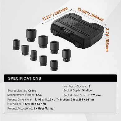 9-Piece Drive Axle Nut Socket Set with Case for Cars and Trucks