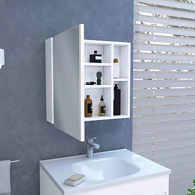 Oman Medicine Cabinet, Three Internal Shelves, Single Door, Two External Shelves