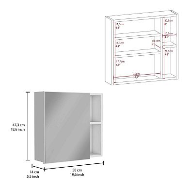 Oman Medicine Cabinet, Three Internal Shelves, Single Door, Two External Shelves