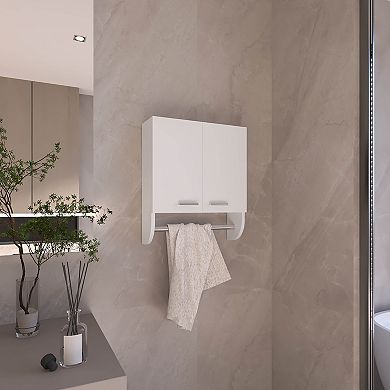 Optim Medicine Cabinet With Towel Holder 17.4" Wide Medice Cabinet Organizer With Two Shelves.
