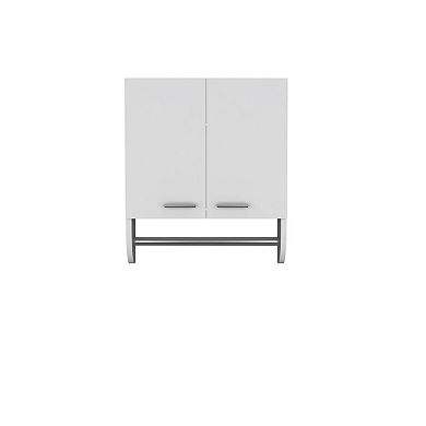 Optim Medicine Cabinet With Towel Holder 17.4" Wide Medice Cabinet Organizer With Two Shelves.