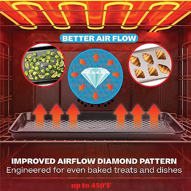 Baker's Secret Baking Sheet Pan Set, 3x Cookie Sheets Extra Thick 0.6mm Diamond Base