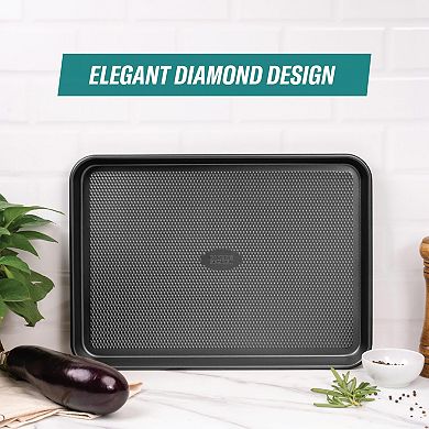 Baker's Secret Baking Sheet Pan Set, 3x Cookie Sheets Extra Thick 0.6mm Diamond Base