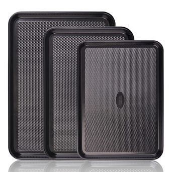 Baker's Secret Baking Sheet Pan Set, 3x Cookie Sheets Extra Thick 0.6mm Diamond Base