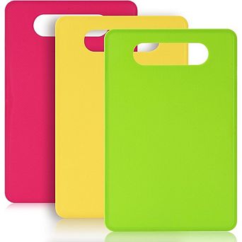 Plastic Cutting Board Set 3 Pack BPA Free Non Slip Kitchen Chopping Boards