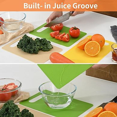 Plastic Cutting Board Set 3 Pack BPA Free Non Slip Kitchen Chopping Boards