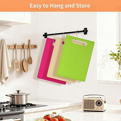 Plastic Cutting Board Set 3 Pack BPA Free Non Slip Kitchen Chopping Boards