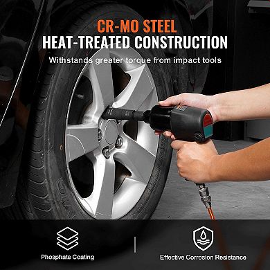 Wheel Lug Nut Flip Socket Set, Metric and SAE Impact Sockets with Storage Case