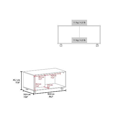 Patrick 36" Wide Coffee Table, Mobile, One Shelf, Rectangular, Living Room